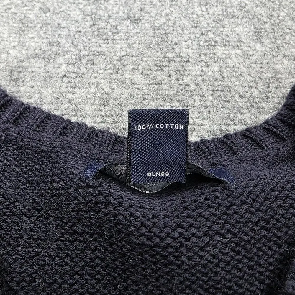 Vintage Lands End Sweater Vest Mens Large Blue Navy V Neck Knit Pullover Casual